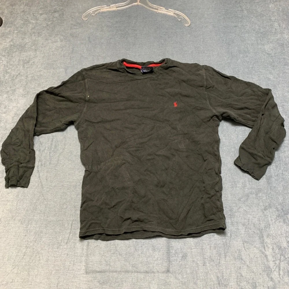 Polo Ralph Lauren Shirt Mens Large Black Thermal Waffle Knitted Sleepwear